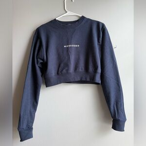 Missguided Dark Blue Cropped Sweatshirt